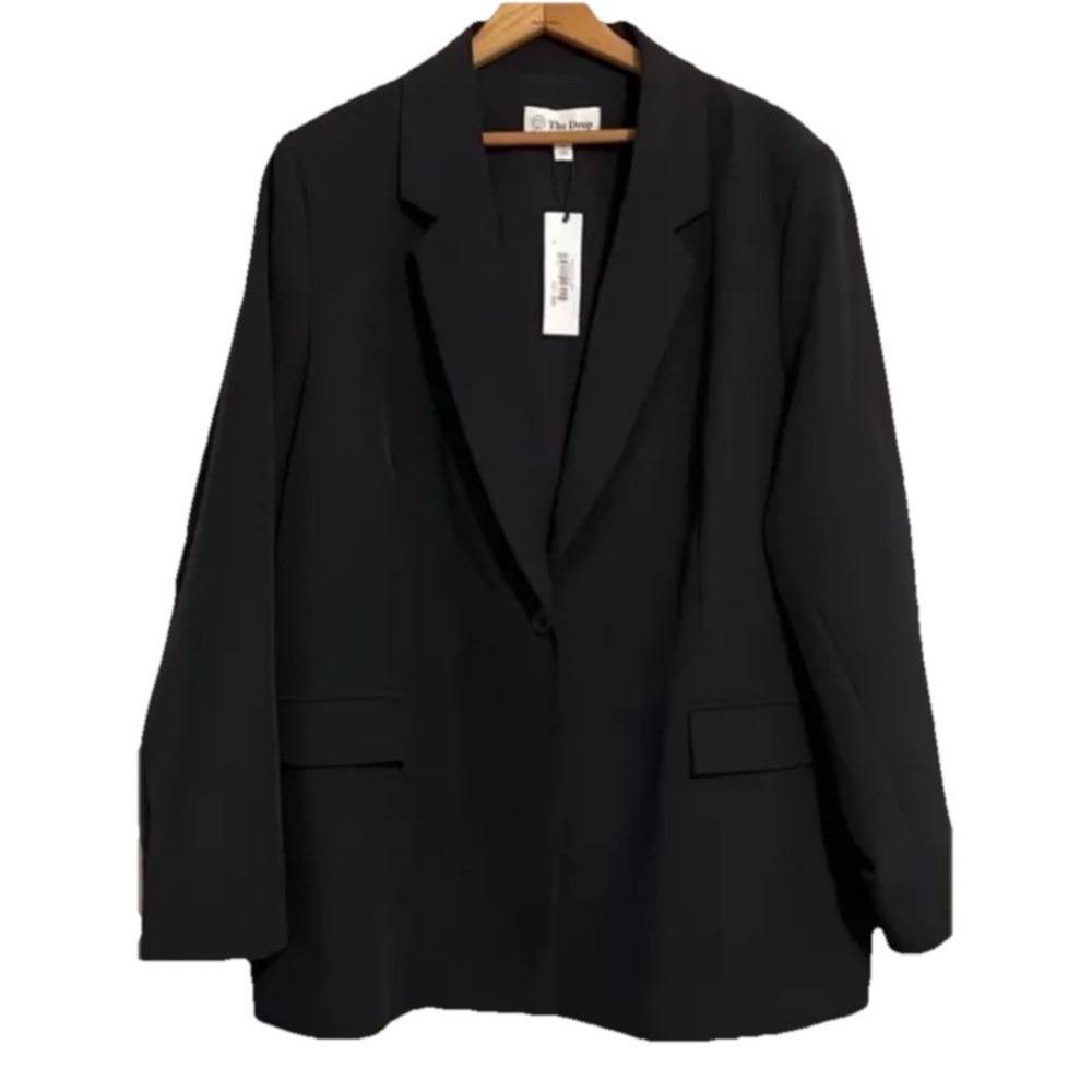 The Drop‎ Women's Plus Size XXL Blazer Blake Long Black Jacket Button NWT